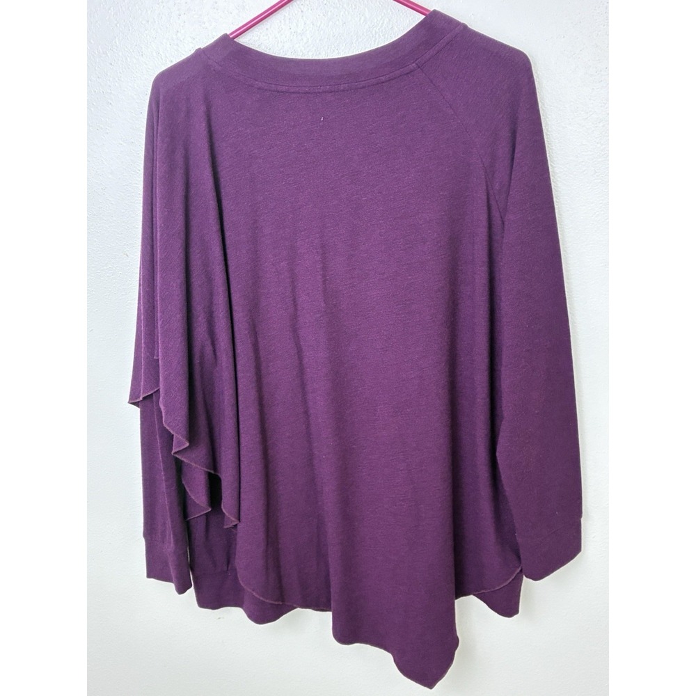Soft Surroundings Slouchy Purple Knit Pullover High Low Curved Hem V-Neck PXL - Picture 11 of 11